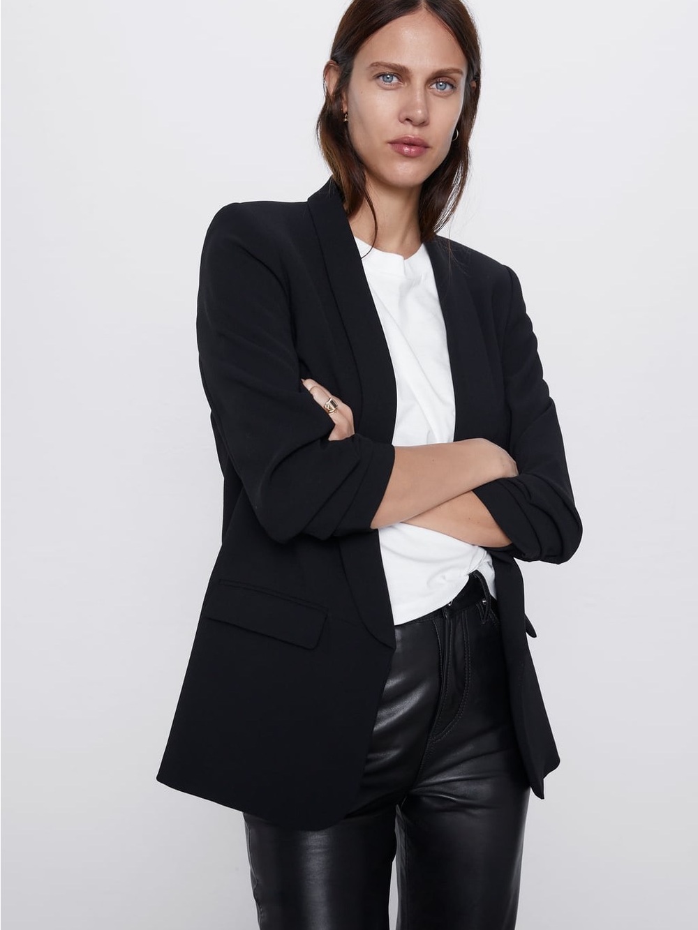 Zara Black Shawl-Collar Blazer